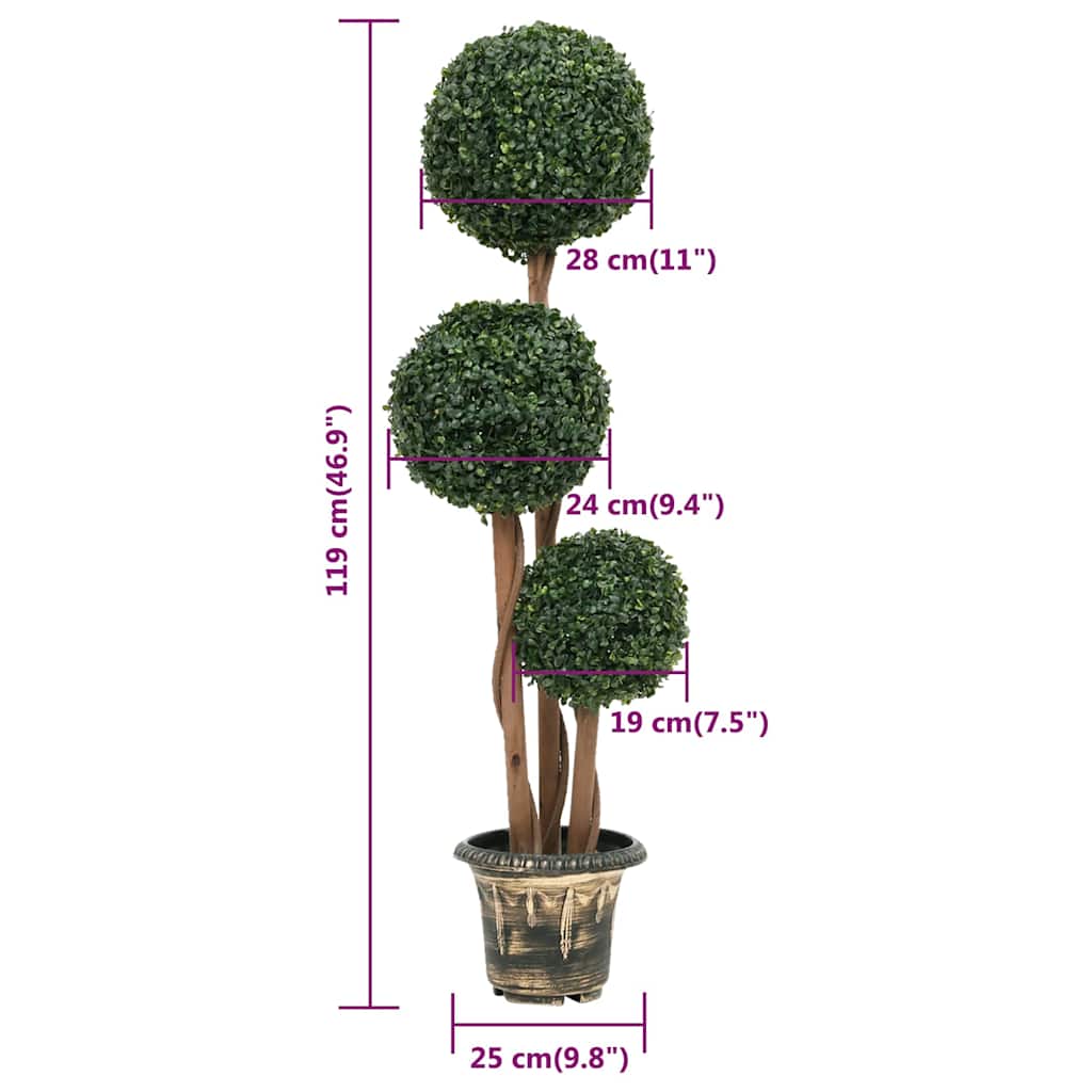 Kunstig buksbomplante med potte ballformet 119 cm grønn vidaXL