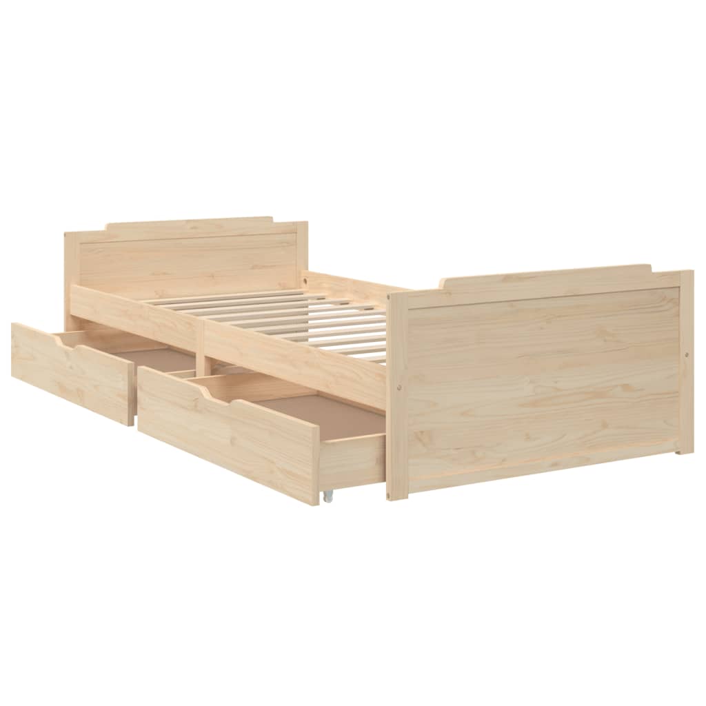 Sengeramme med skuffer heltre furu 90x200 cm