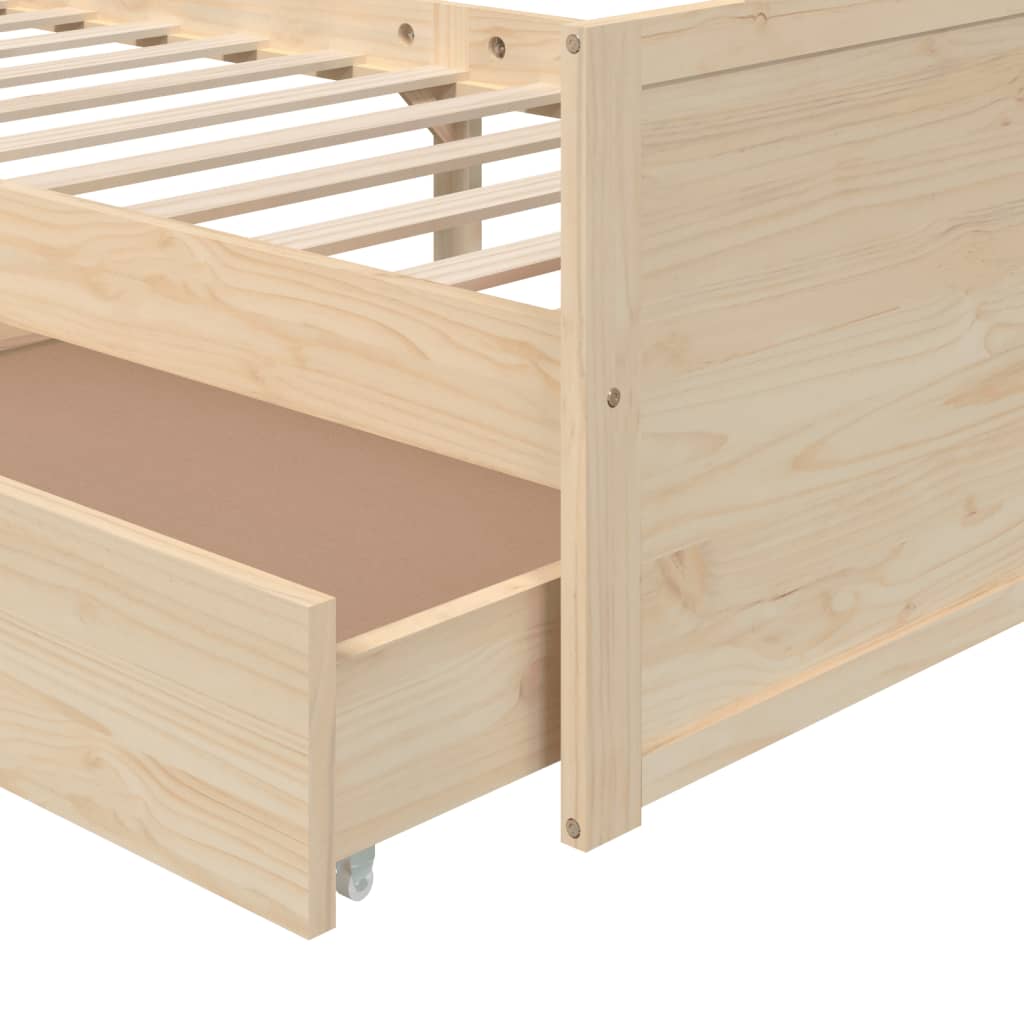 Sengeramme med skuffer heltre furu 90x200 cm