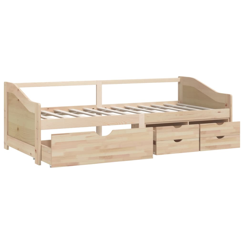 Sengeramme 3 seter med skuffer heltre furu 90x200 cm