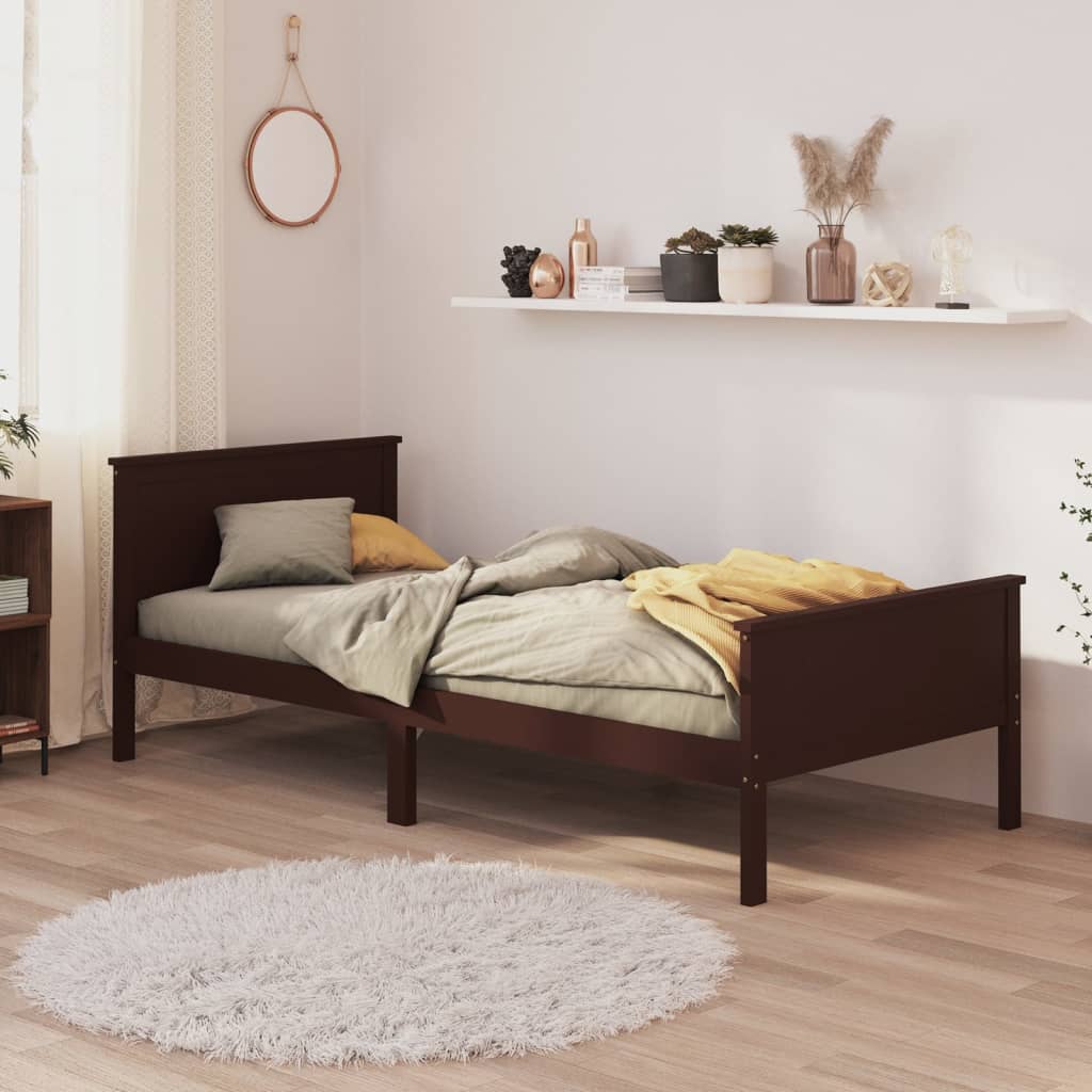 Sengeramme mørkebrun heltre furu 100x200 cm vidaXL