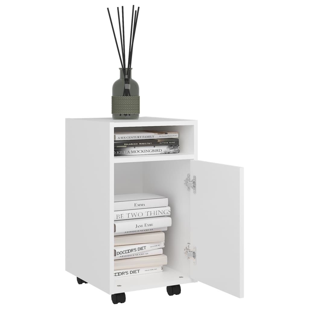 Sideskap med hjul hvit 33x38x60 cm konstruert tre