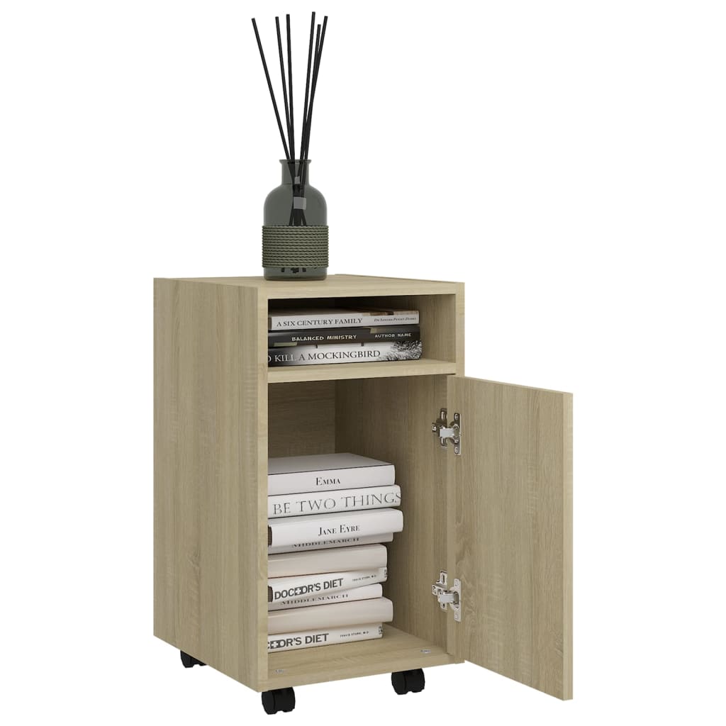 Sideskap med hjul sonoma eik 33x38x60 cm konstruert tre