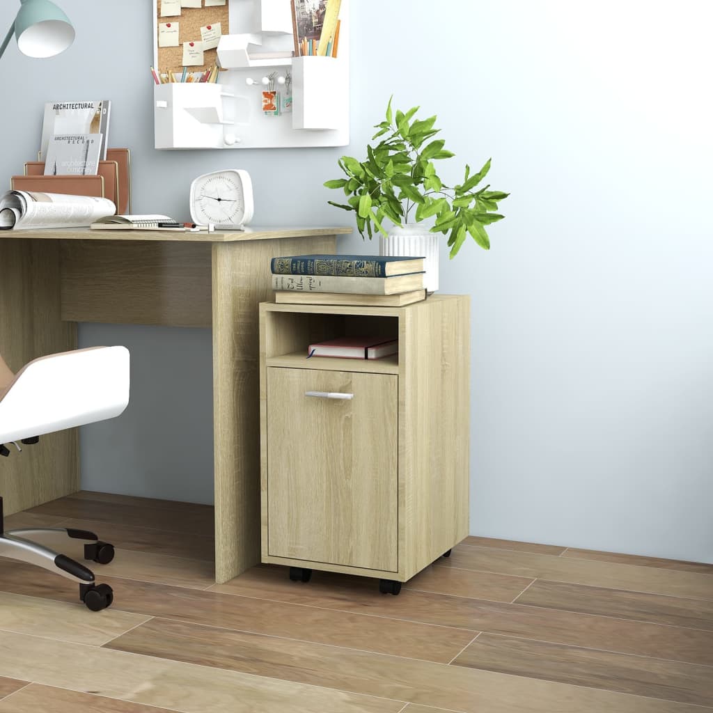 Sideskap med hjul sonoma eik 33x38x60 cm konstruert tre