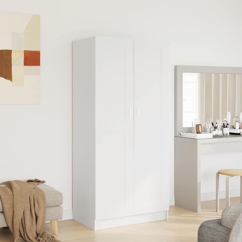 Garderobe hvit 82,5x51,5x180 cm konstruert tre