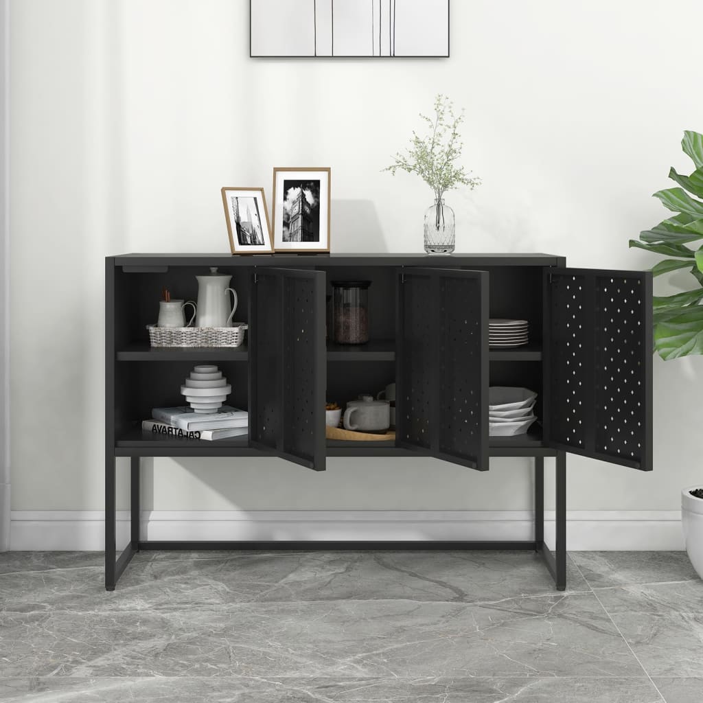 Skjenk svart 105x35x75 cm stål