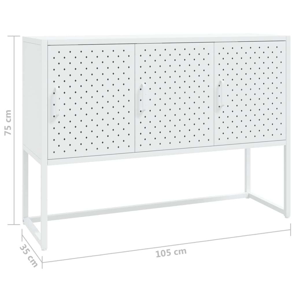 Skjenk hvit 105x35x75 cm stål