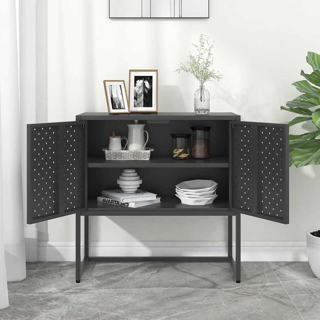 Skjenk antrasitt 75x35x75 cm stål
