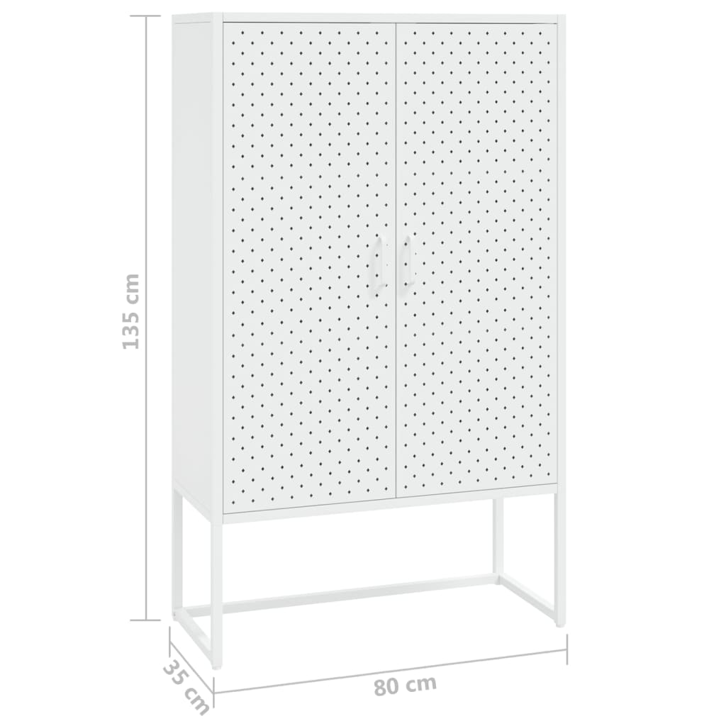 Highboard hvit 80x35x135 cm stål