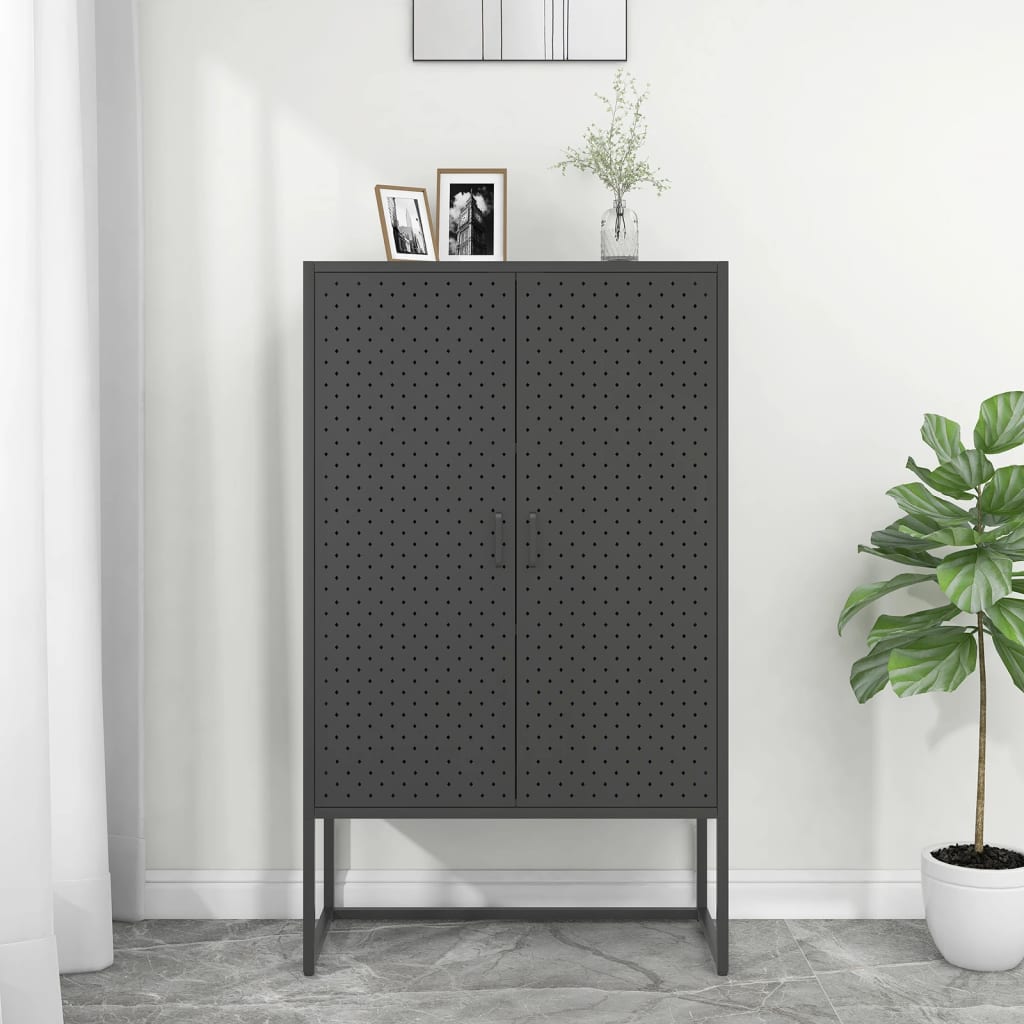Highboard antrasitt 80x35x135 cm stål