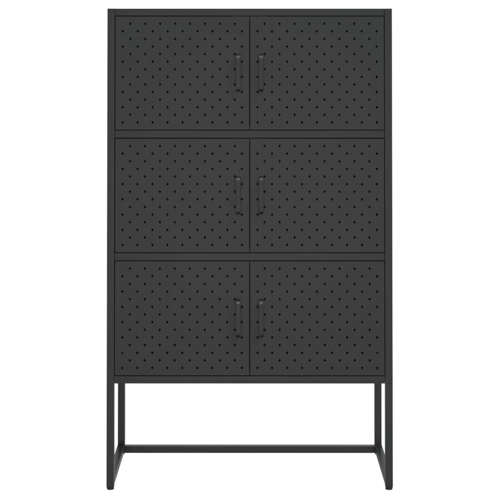 Highboard svart 80x35x135 cm stål