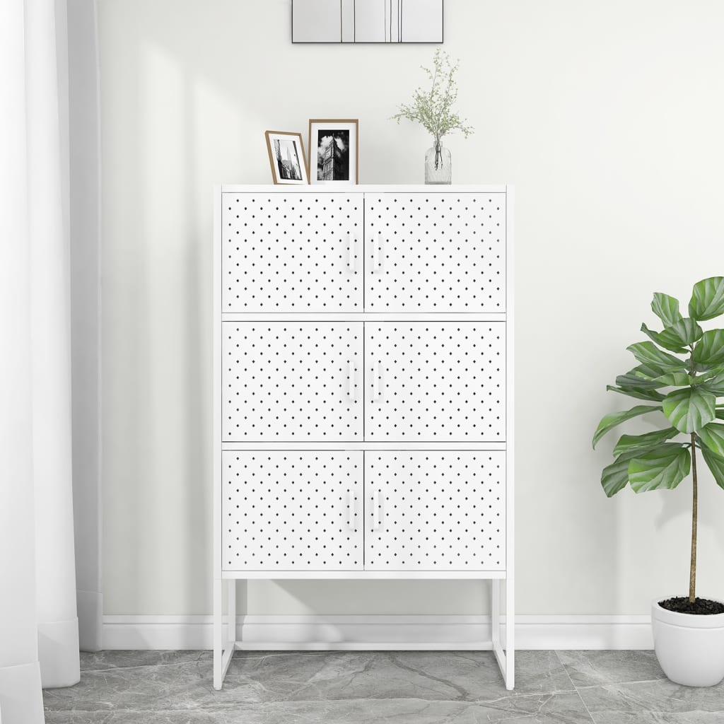 Highboard hvit 80x35x135 cm stål
