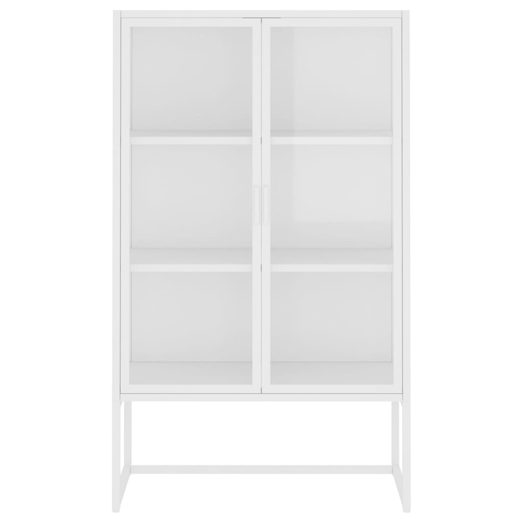 Highboard hvit 80x35x135 cm stål og herdet glass