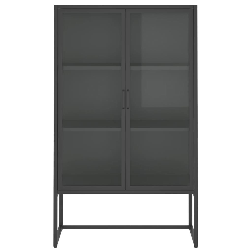 Highboard antrasitt 80x35x135 cm stål og herdet glass