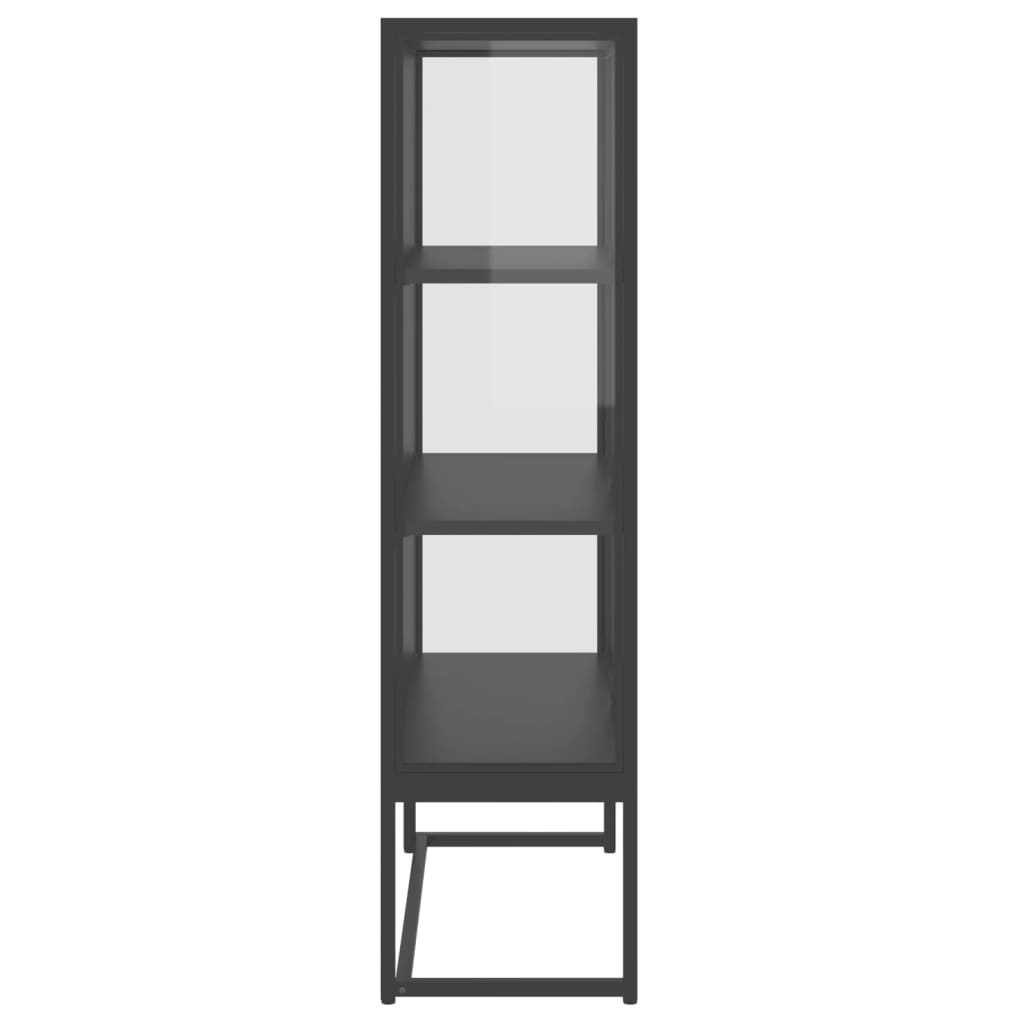 Highboard antrasitt 80x35x135 cm stål og herdet glass