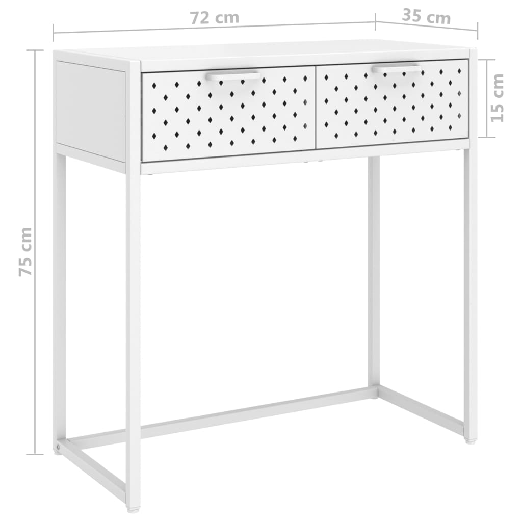 Konsollbord hvit 72x35x75 cm stål