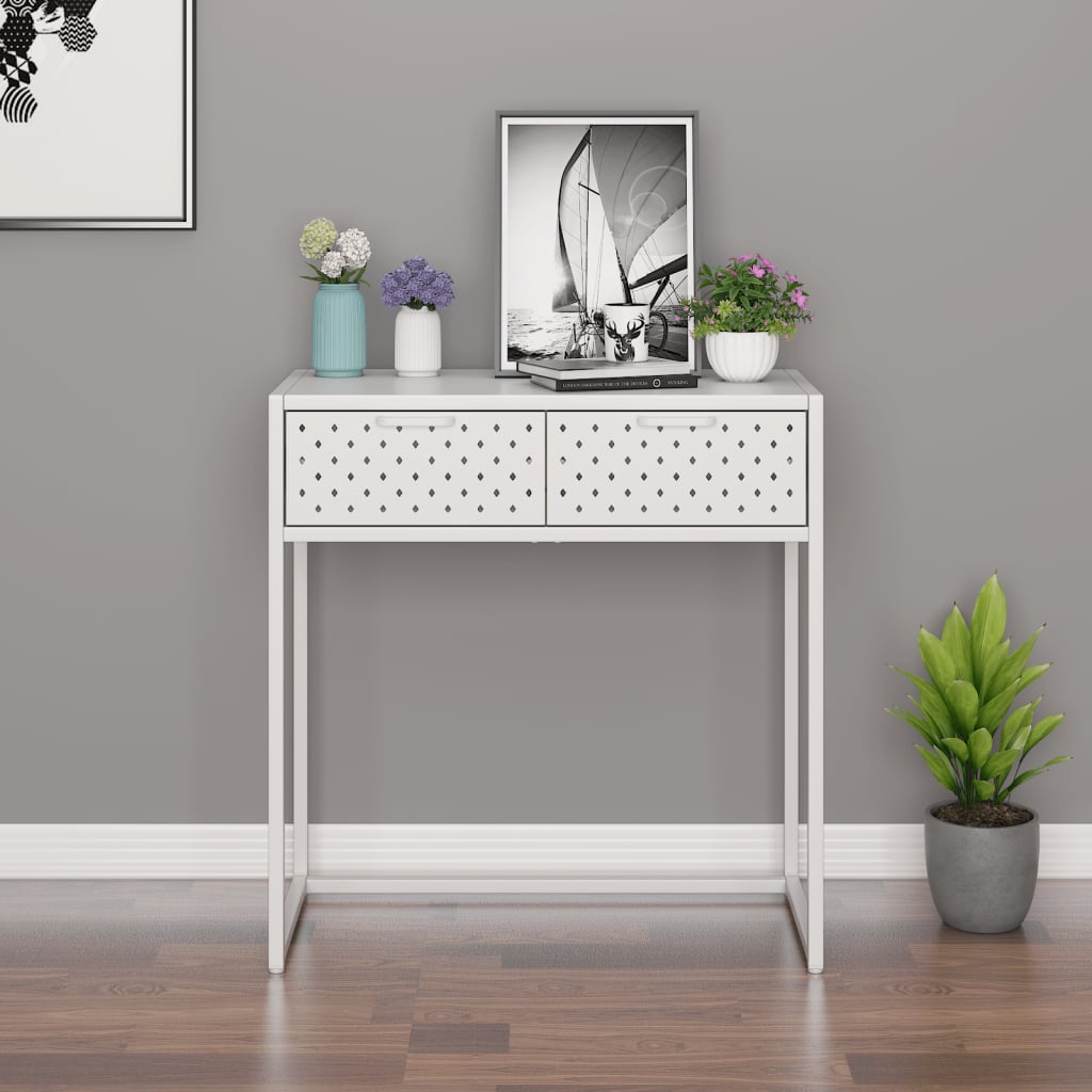 Konsollbord hvit 72x35x75 cm stål