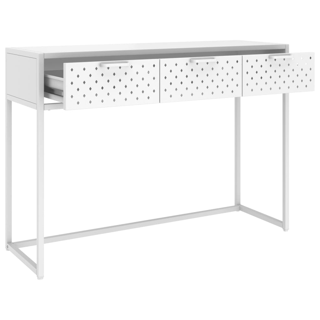 Konsollbord hvit 106x35x75 cm stål
