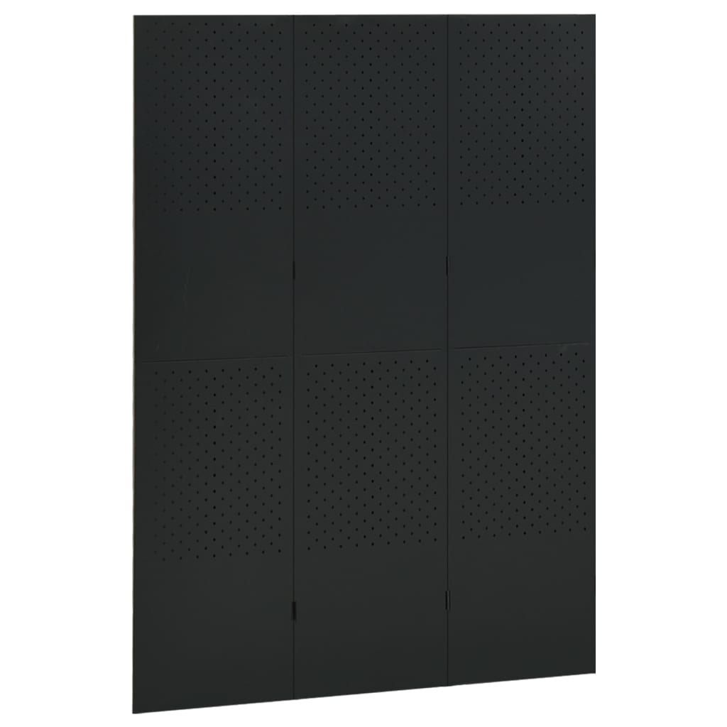 Romdeler 3 paneler svart 120x180 cm stål