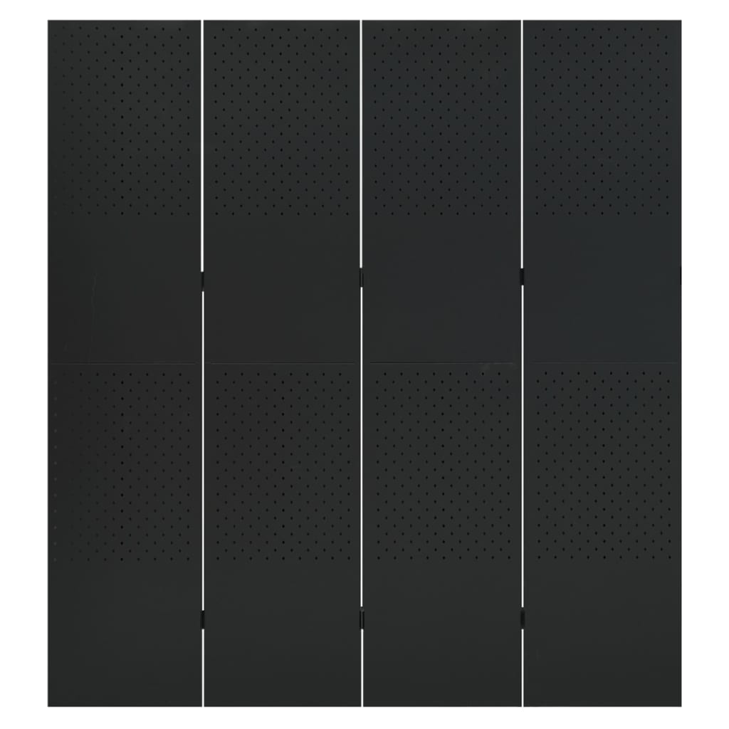 Romdeler 4 paneler svart 160x180 cm stål