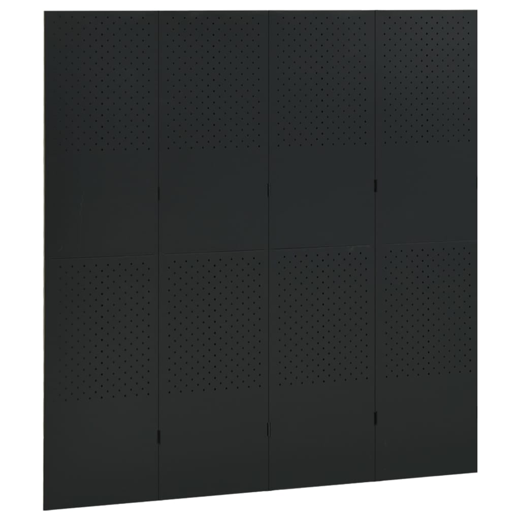 Romdeler 4 paneler svart 160x180 cm stål