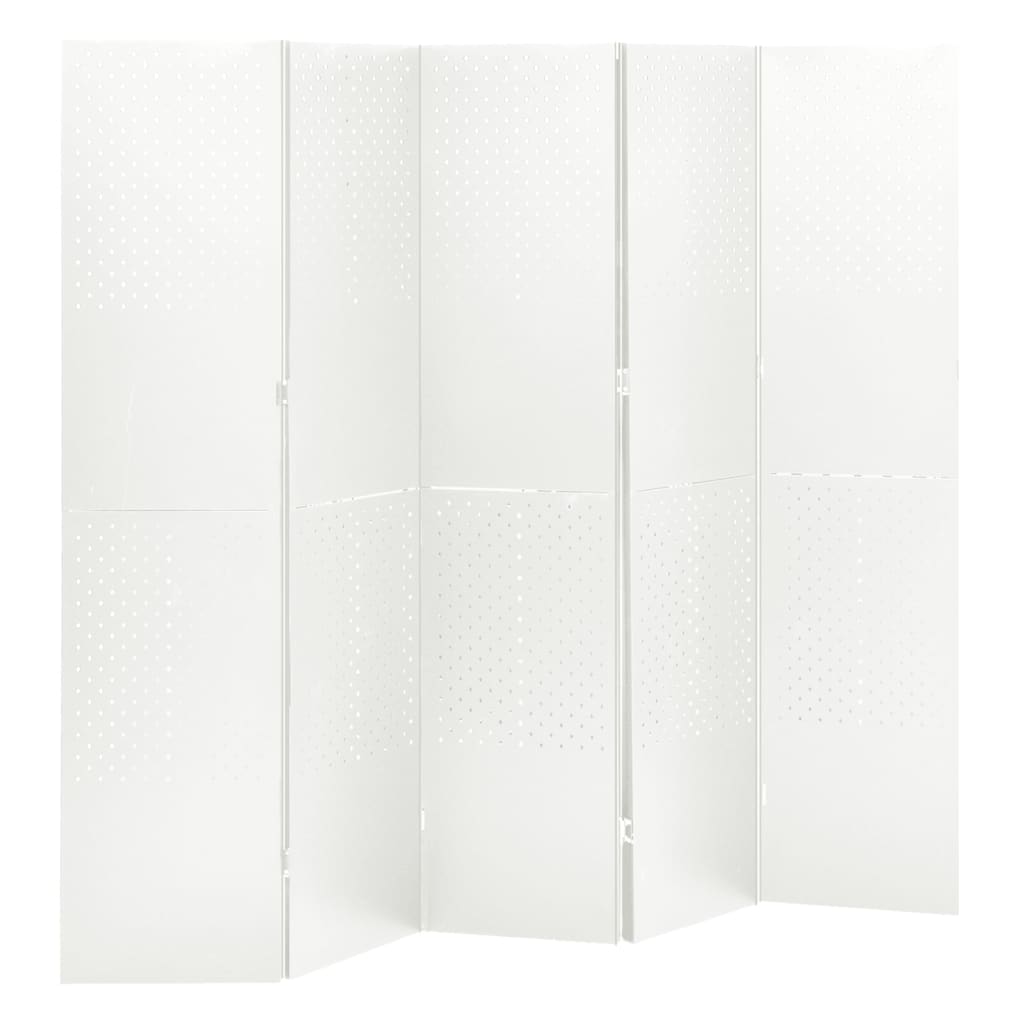 Romdeler 5 paneler hvit 200x180 cm stål