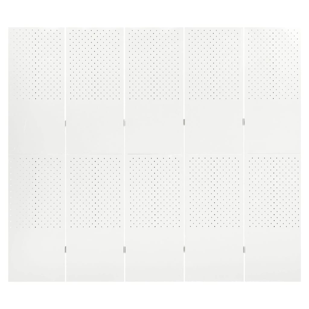Romdeler 5 paneler hvit 200x180 cm stål