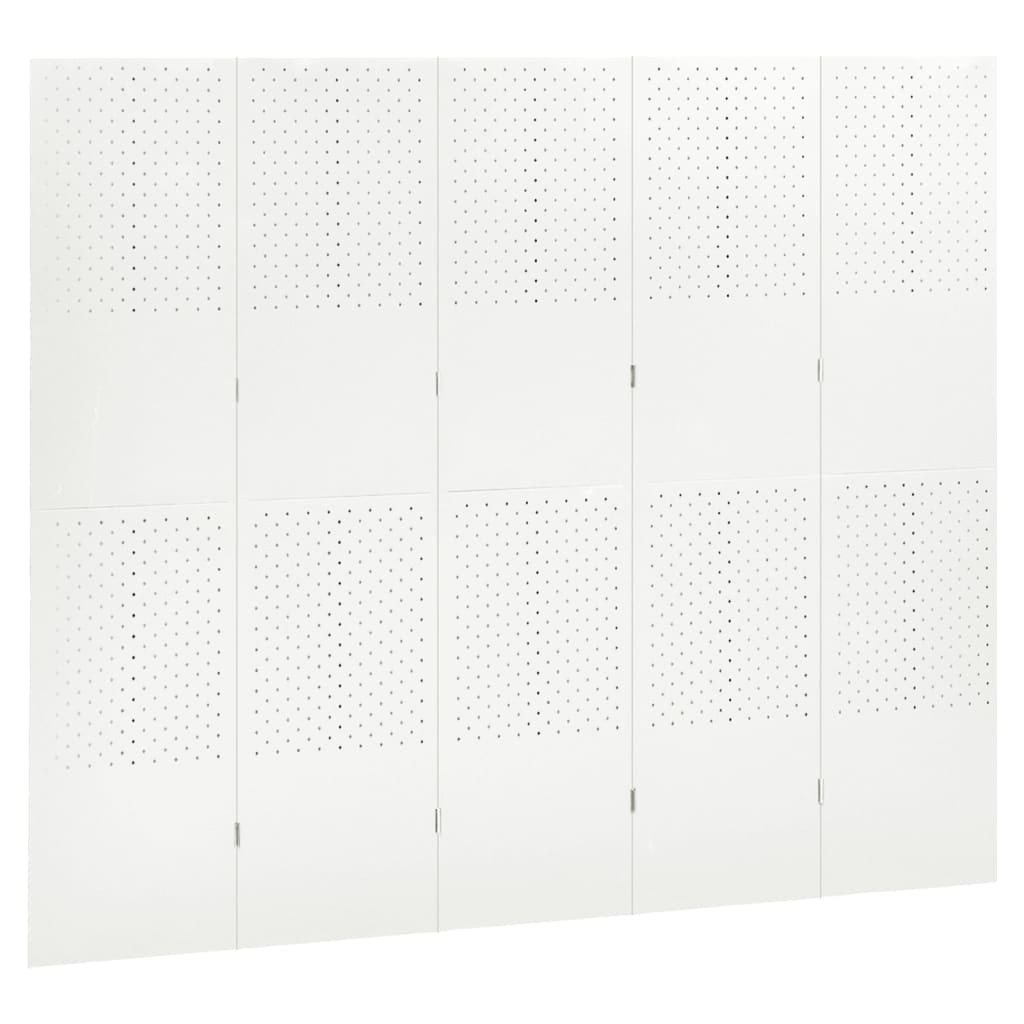 Romdeler 5 paneler hvit 200x180 cm stål
