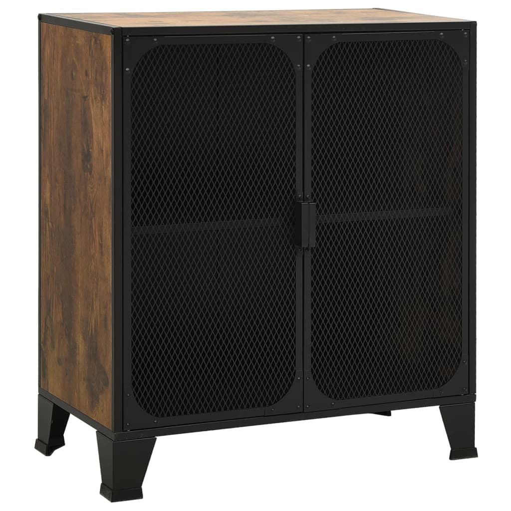 Oppbevaringsskap rustikk brun 72x36x82 cm metall og MDF