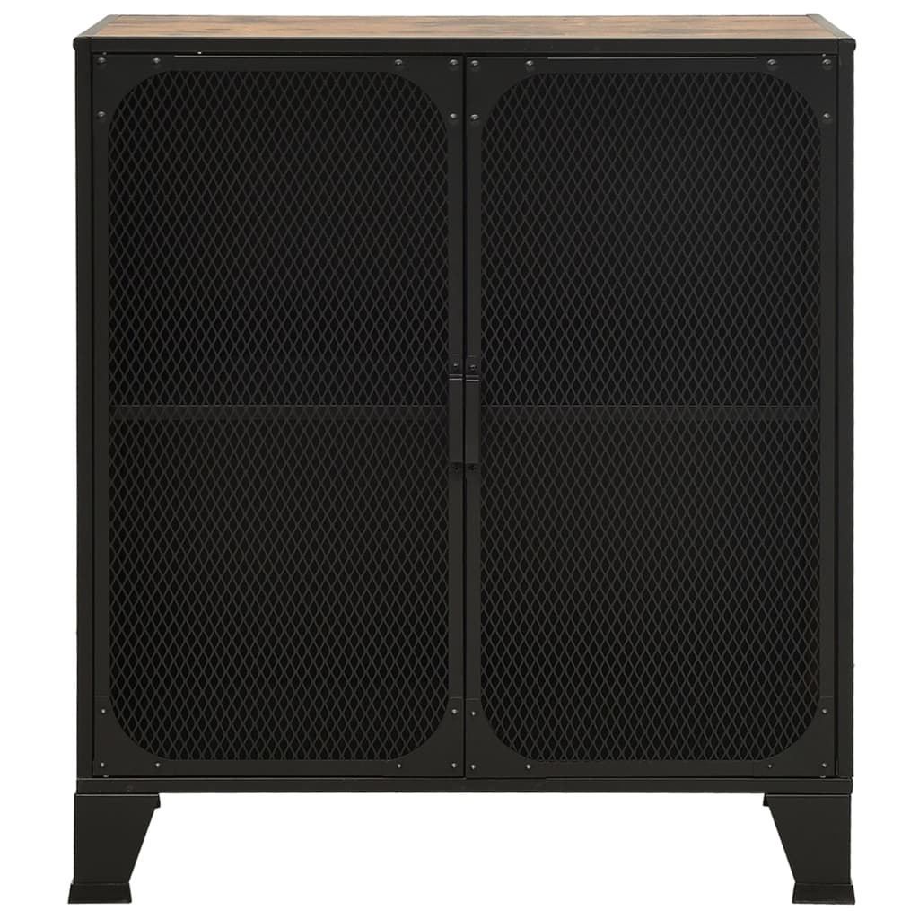 Oppbevaringsskap rustikk brun 72x36x82 cm metall og MDF