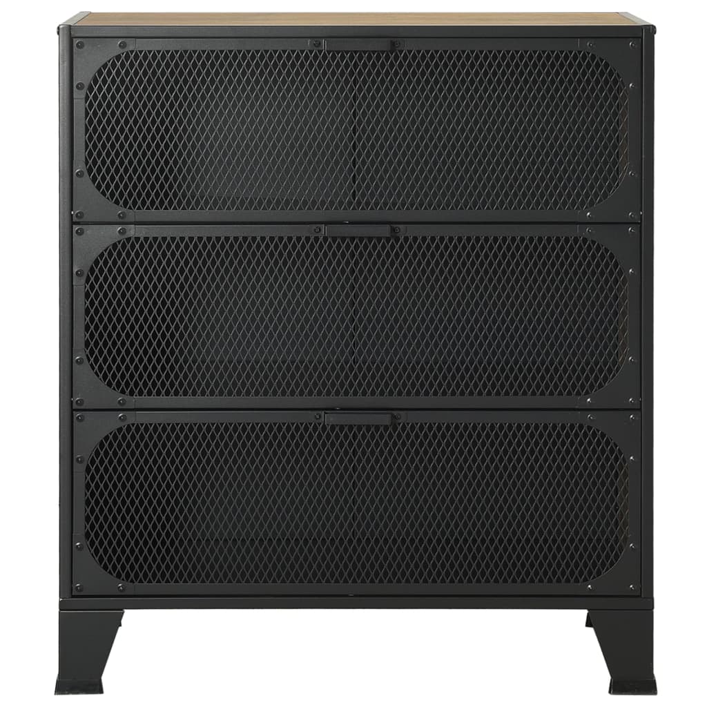 Oppbevaringsskap rustikk brun 72x36x82 cm metall og MDF
