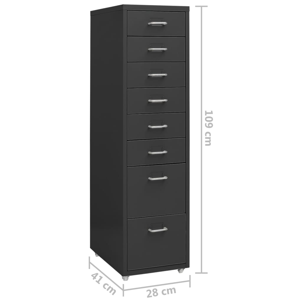 Mobilt arkivskap antrasitt 28x41x109 cm metall