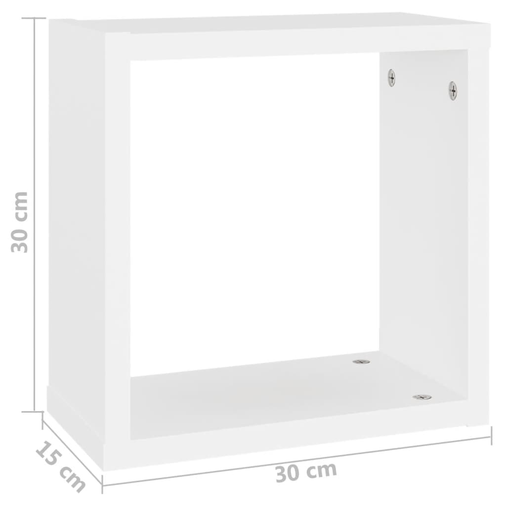 Vegghyller kubeformet 2 stk hvit 30x15x30 cm