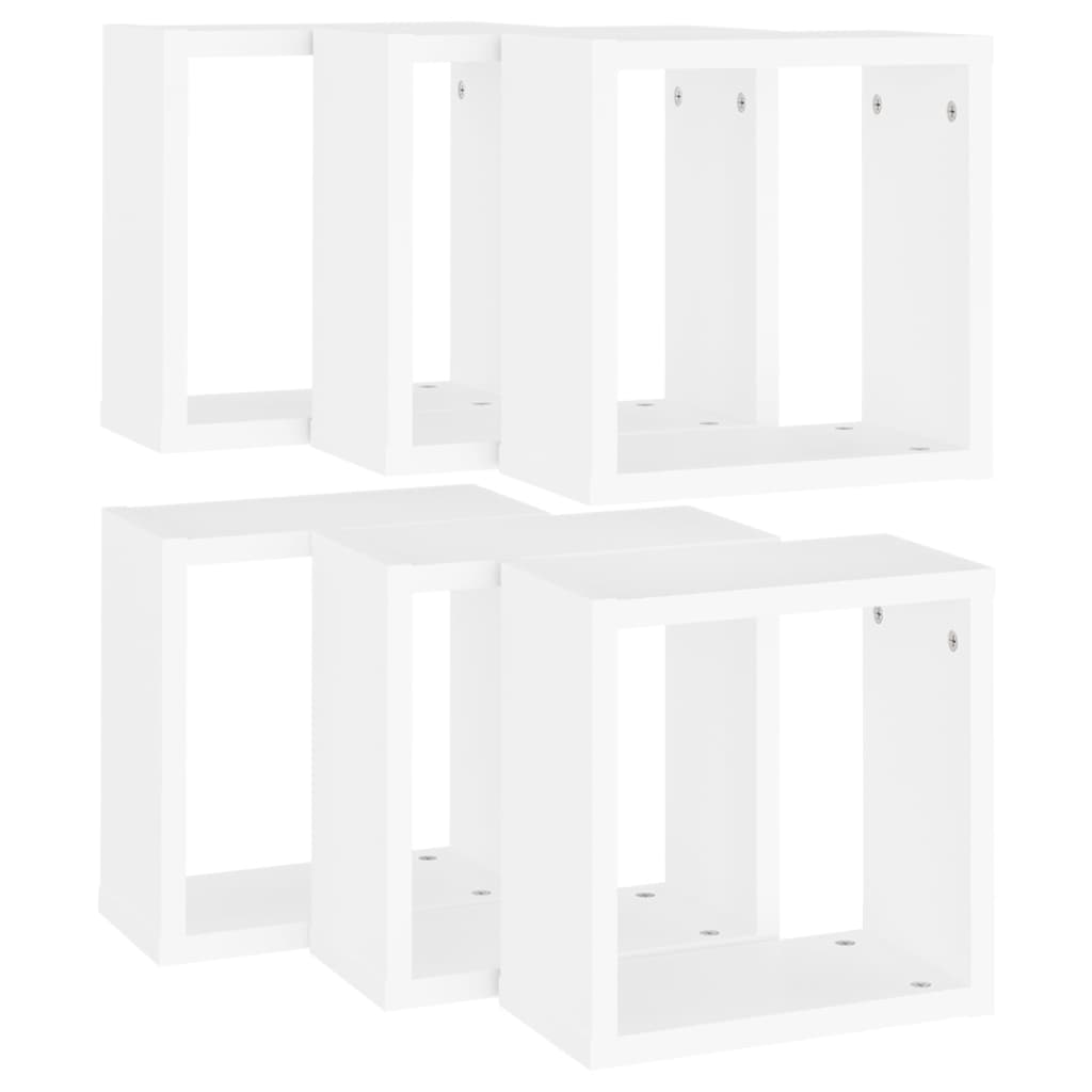 Vegghyller kubeformet 6 stk hvit 30x15x30 cm