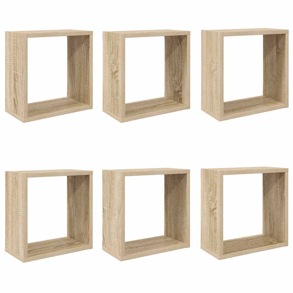 Vegghyller kubeformet 6 stk sonoma eik 30x15x30 cm