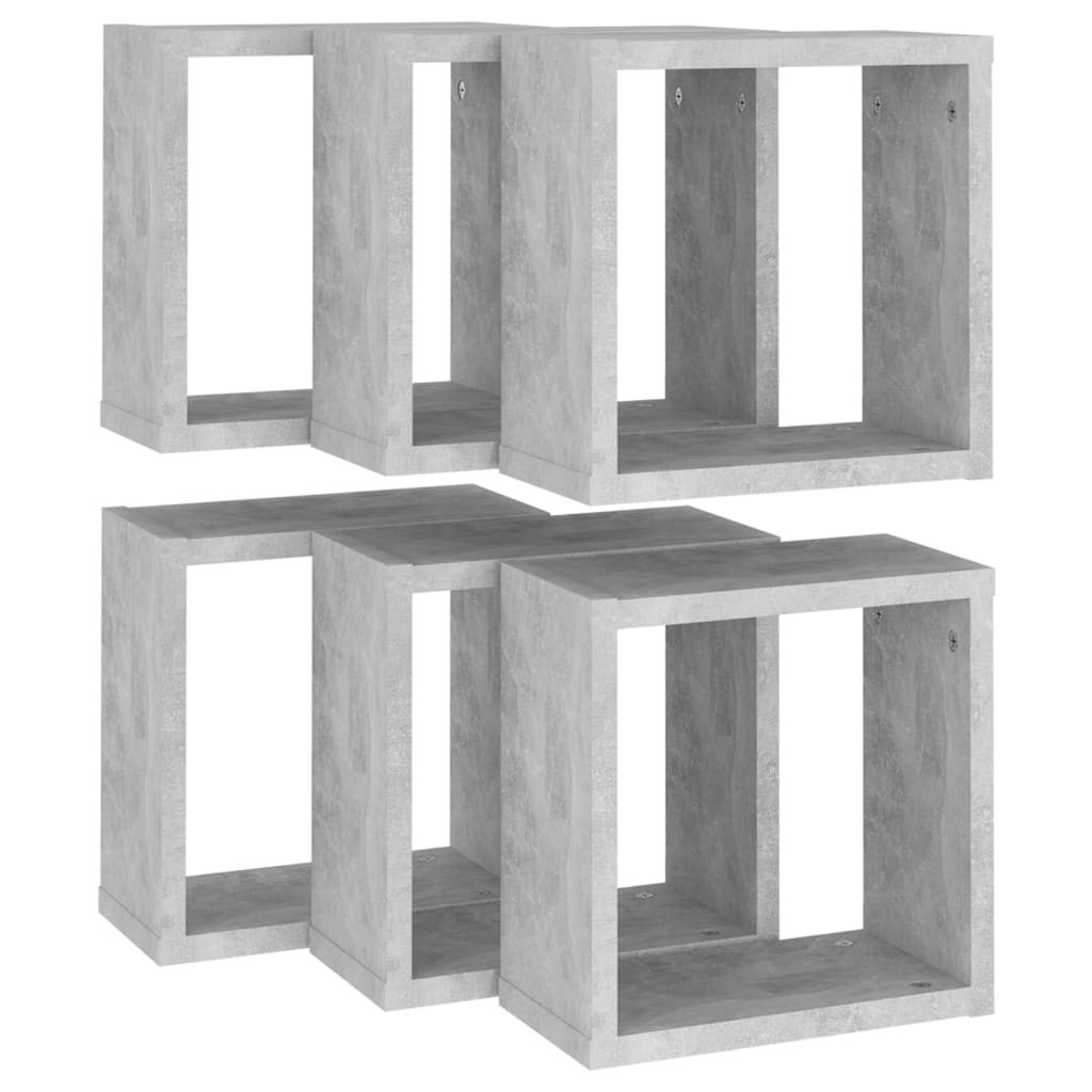 Vegghyller kubeformet 6 stk betonggrå 30x15x30 cm