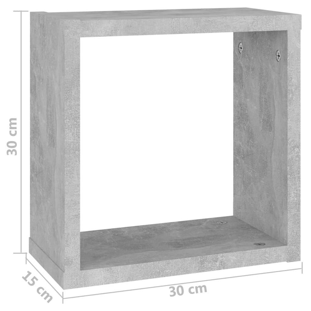 Vegghyller kubeformet 6 stk betonggrå 30x15x30 cm