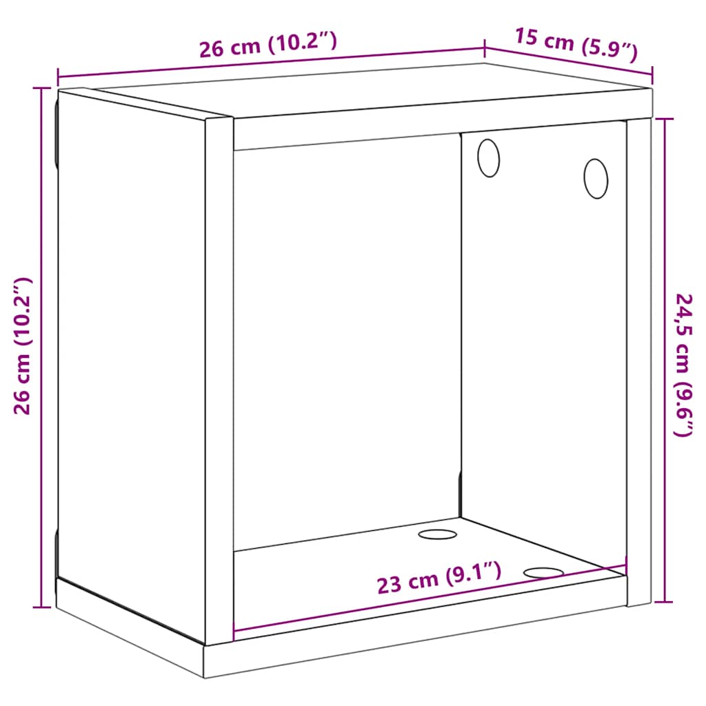 Vegghyller kubeformet 6 stk hvit 26x15x26 cm