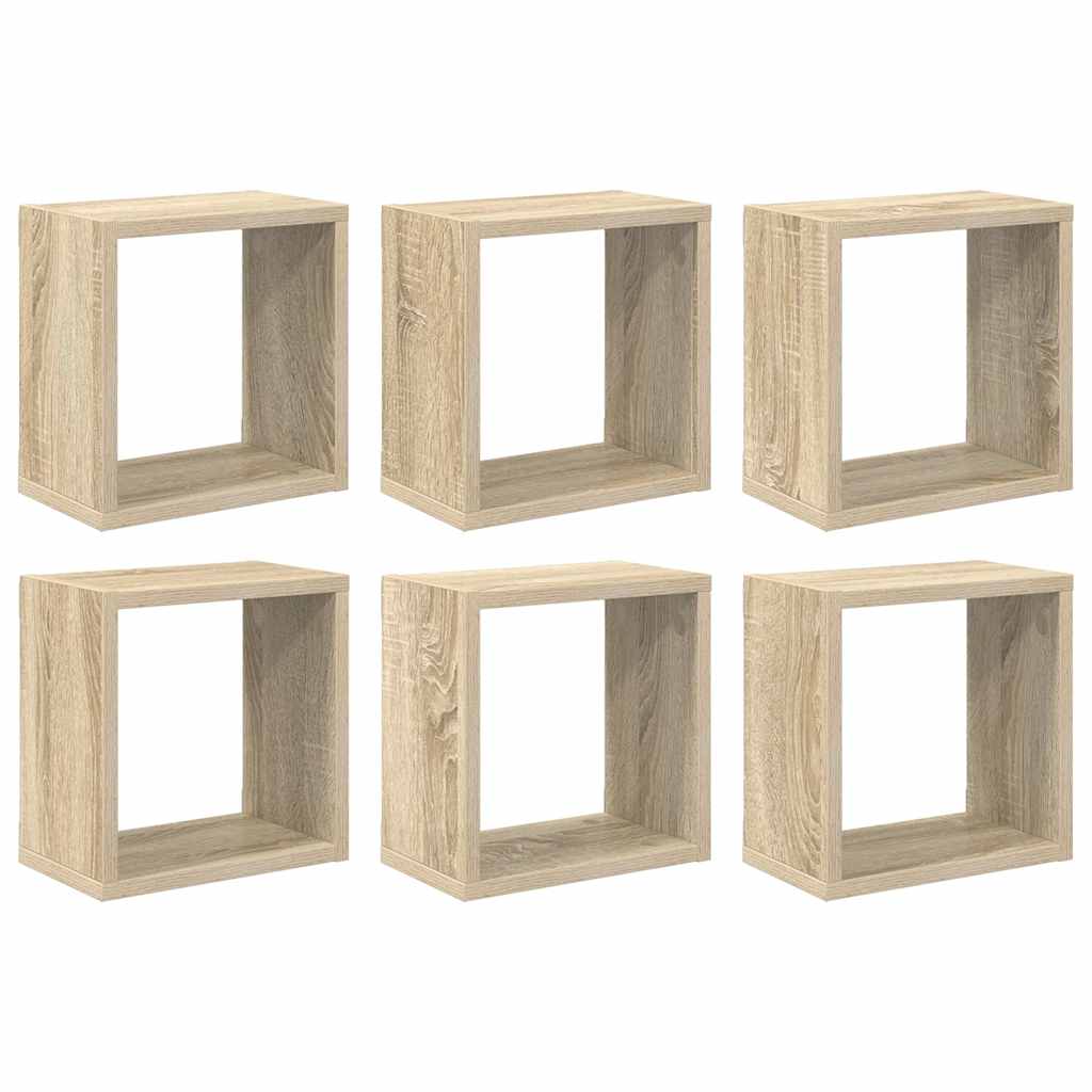 Vegghyller kubeformet 6 stk sonoma eik 26x15x26 cm