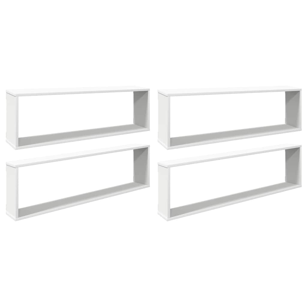 Vegghyller kubeformet 4 stk hvit 100x15x30 cm konstruert tre
