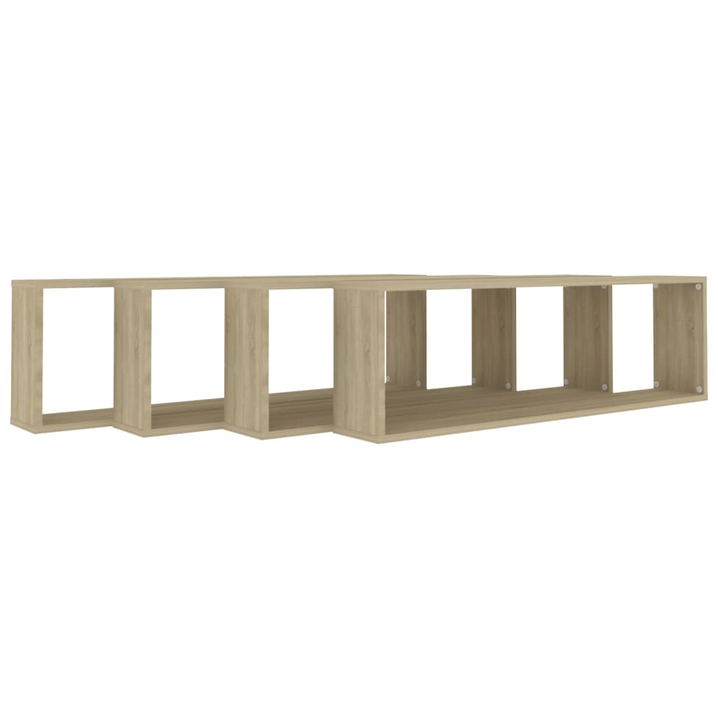 Vegghyller kube 4 stk sonoma eik 100x15x30 cm konstruert tre