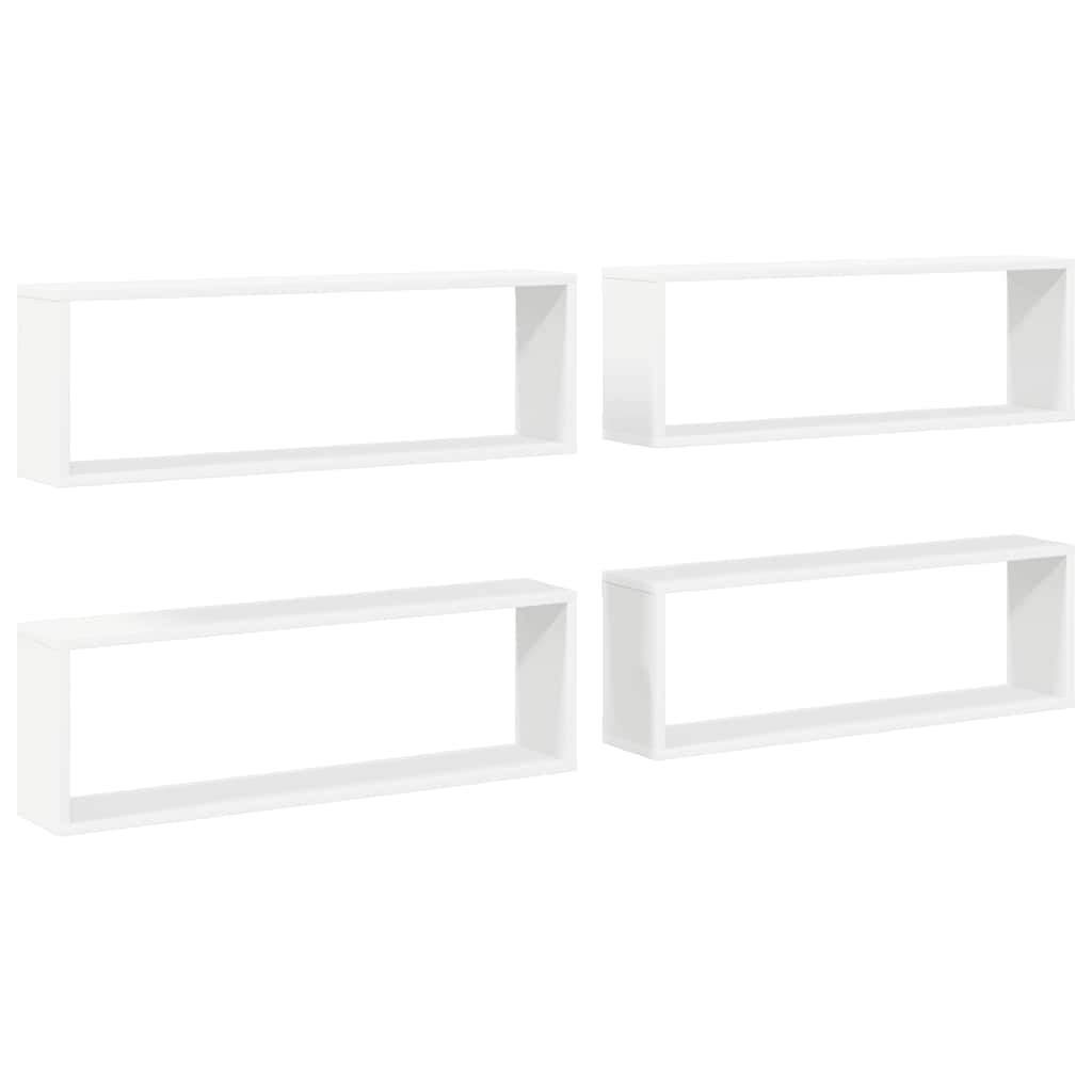 Vegghyller kubeformet 4 stk hvit 80x15x26,5 cm konstruert tre