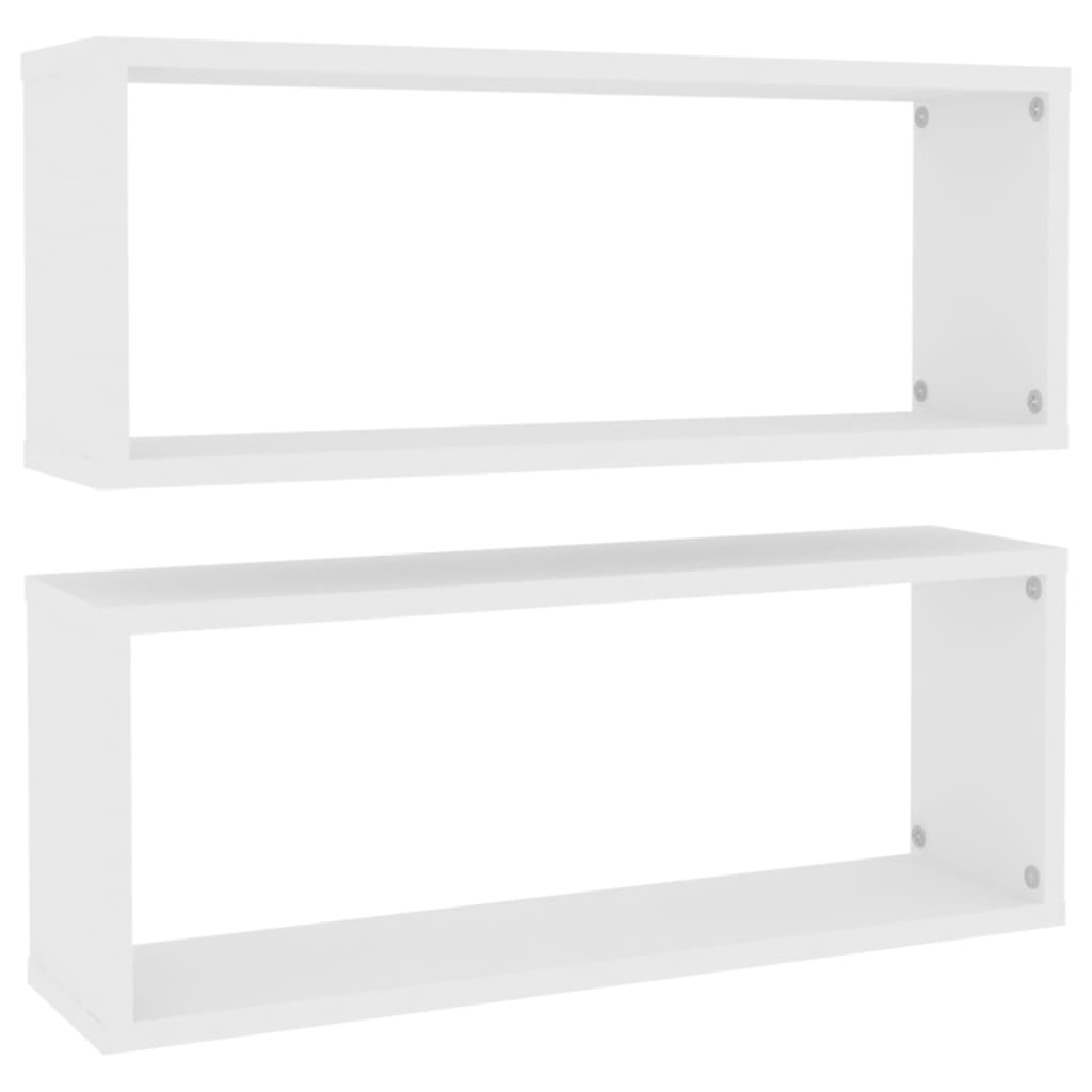 Vegghyller kubeformet 2 stk hvit 60x15x23 cm konstruert tre