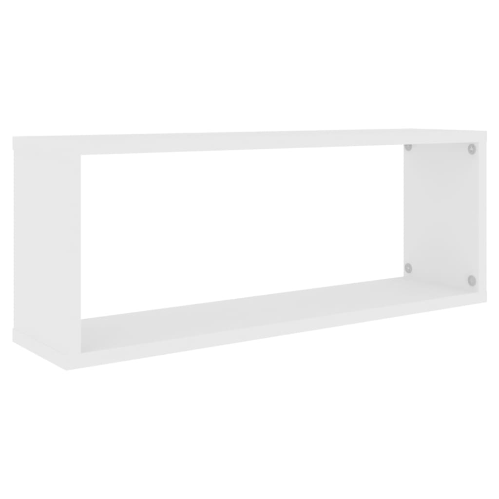 Vegghyller kubeformet 2 stk hvit 60x15x23 cm konstruert tre