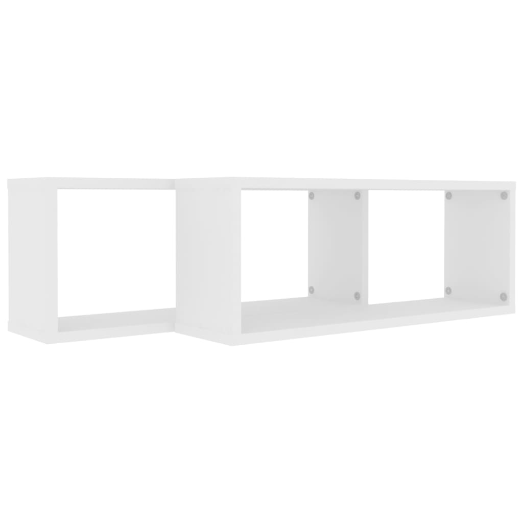 Vegghyller kubeformet 2 stk hvit 60x15x23 cm konstruert tre