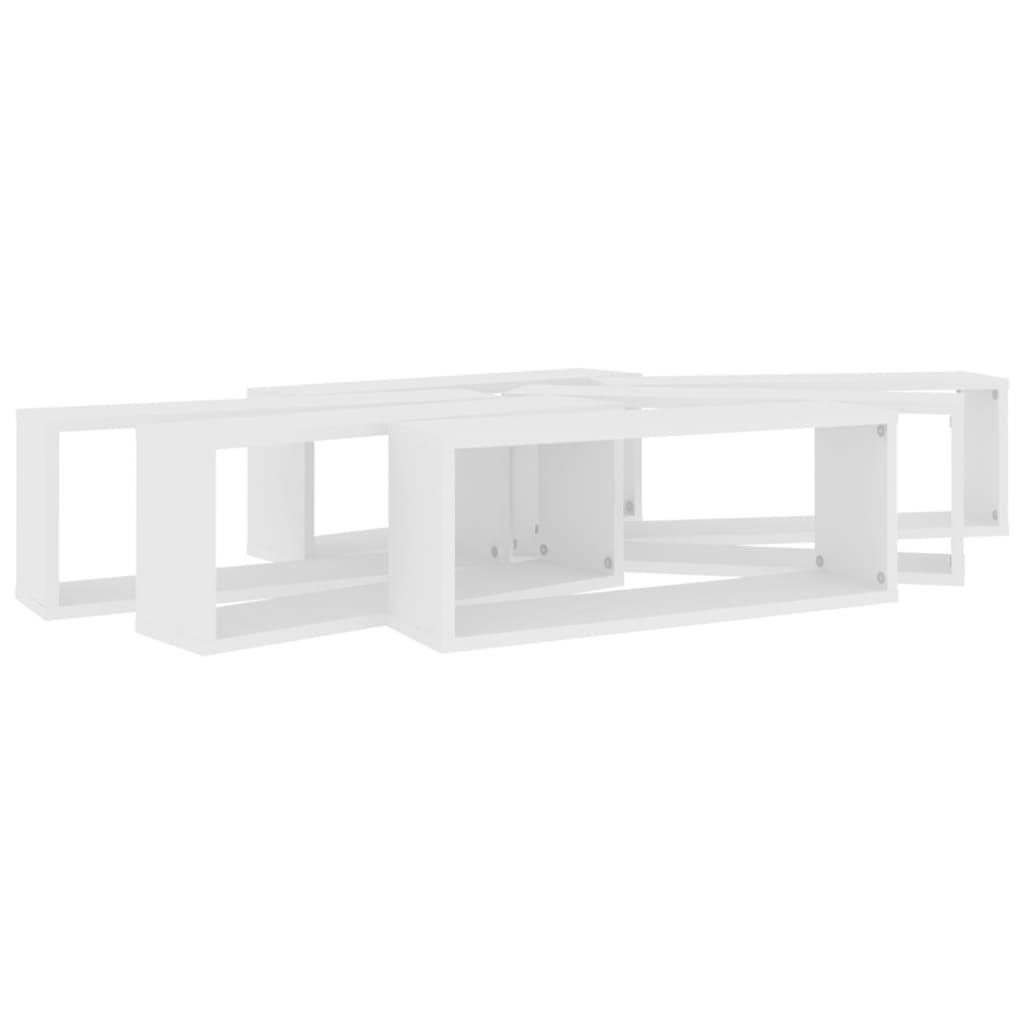 Vegghyller kubeformet 6 stk hvit 60x15x23 cm konstruert tre