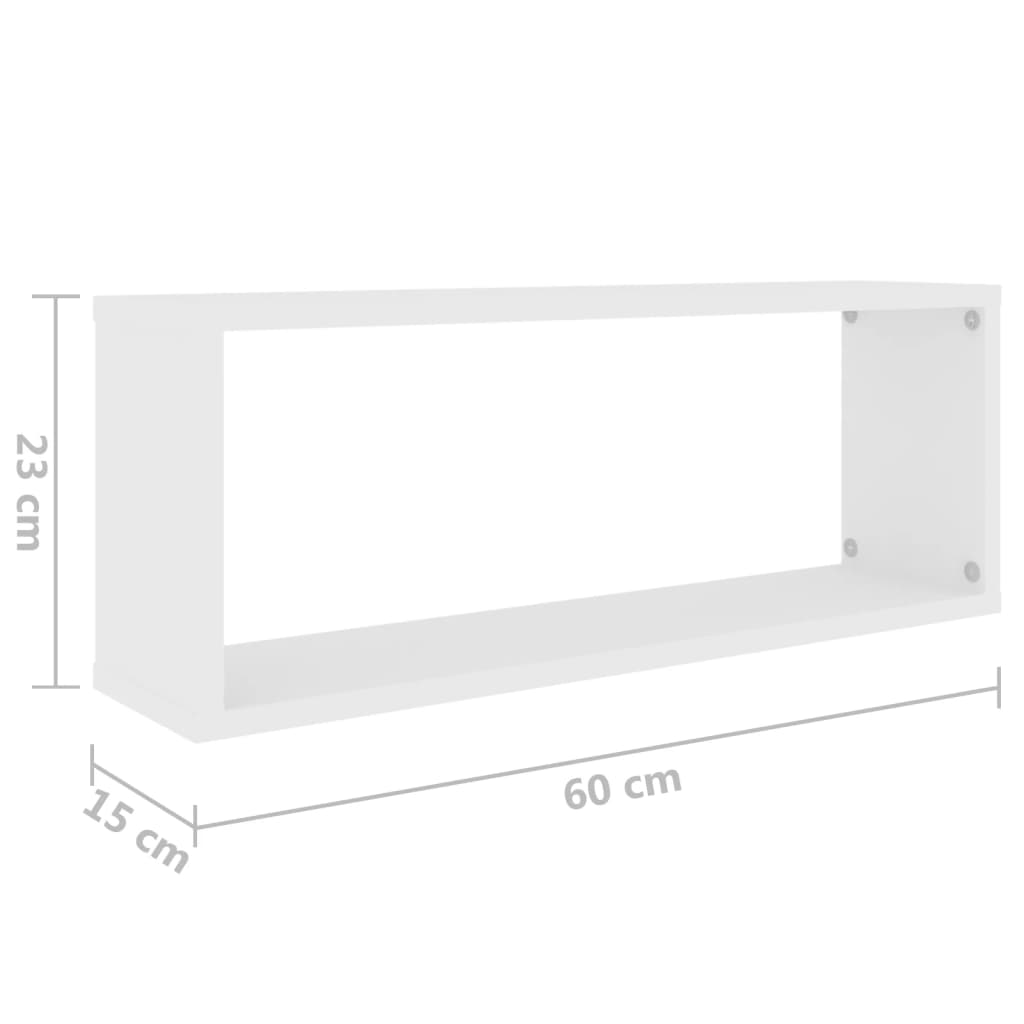 Vegghyller kubeformet 6 stk hvit 60x15x23 cm konstruert tre