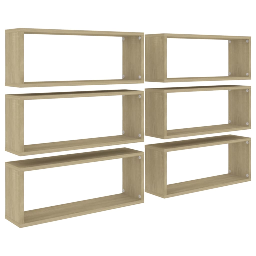 Vegghyller kubeformet 6stk sonoma eik 60x15x23cm konstruert tre