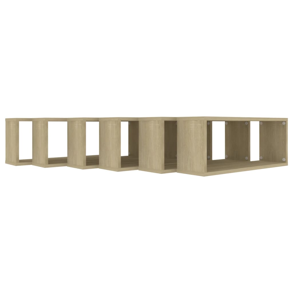 Vegghyller kubeformet 6stk sonoma eik 60x15x23cm konstruert tre