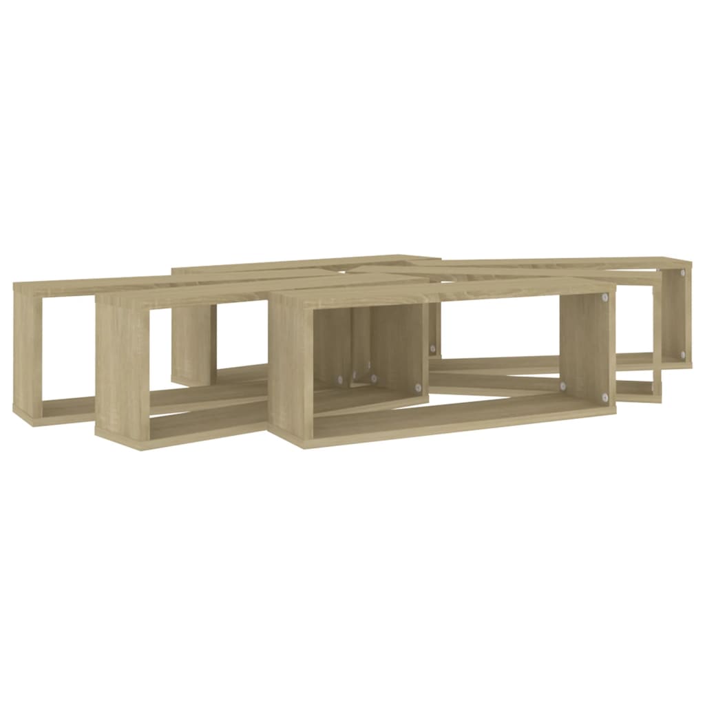 Vegghyller kubeformet 6stk sonoma eik 60x15x23cm konstruert tre